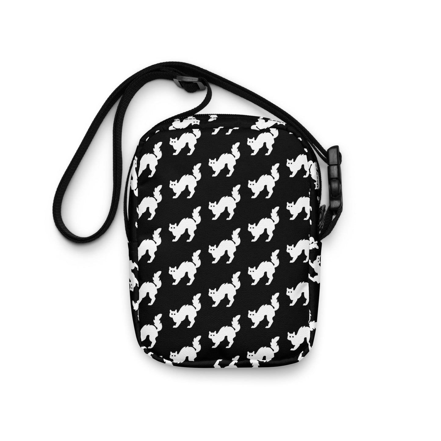 Utility Crossbody Bag Spooky Black Cat Halloween Design