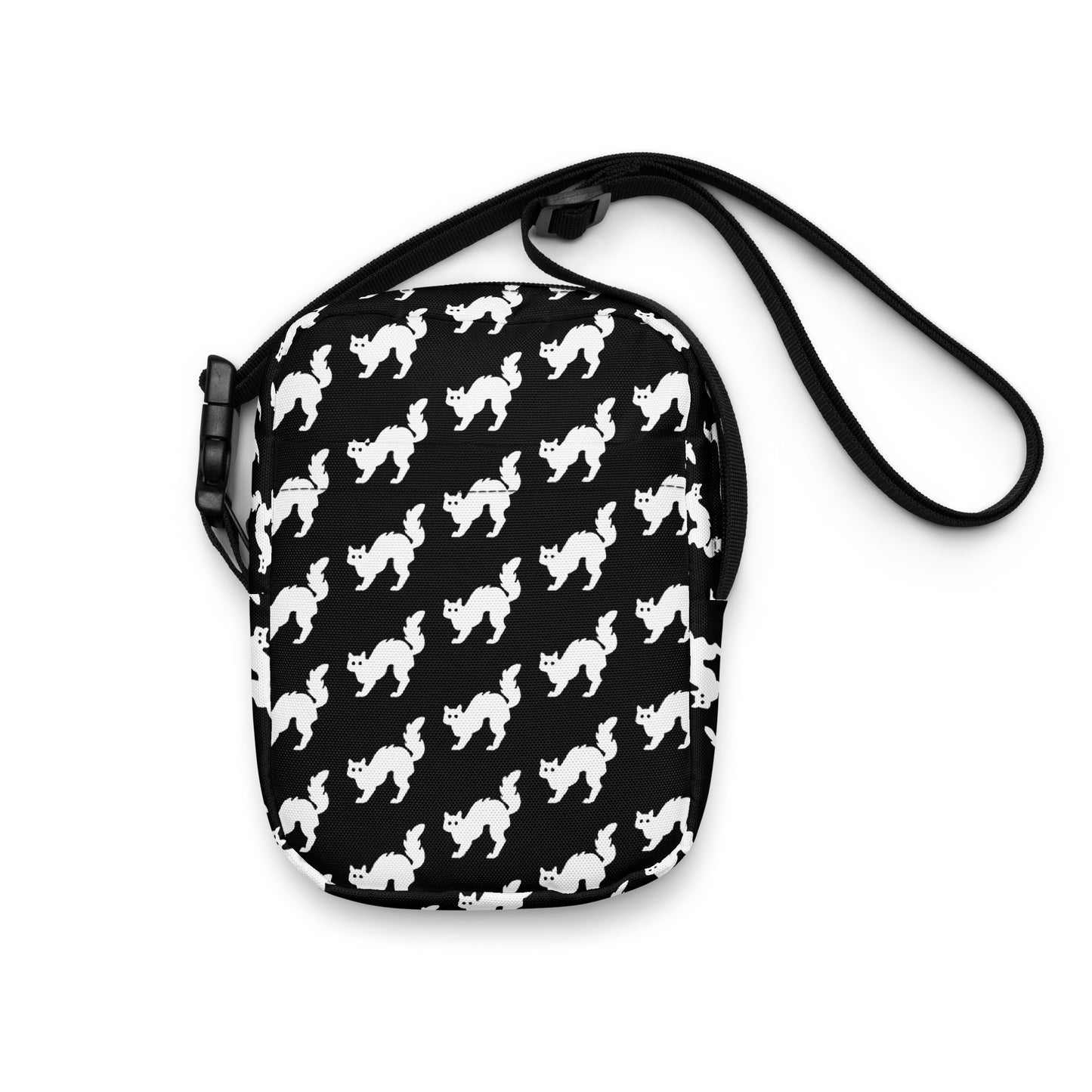 Utility Crossbody Bag Spooky Black Cat Halloween Design